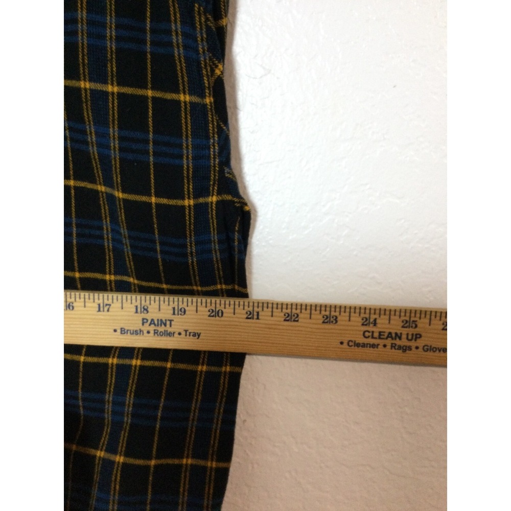 Original Use Flannel Shirt Plaid LongSleeve ButtonUp Top Black BlueYellow M(252) - Picture 4 of 6
